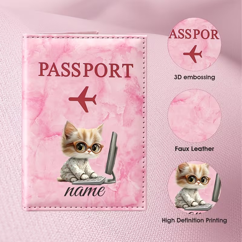 Laptop Accessories Name - Kişiye Özel İsimli Sevimli Kedi Çizimli