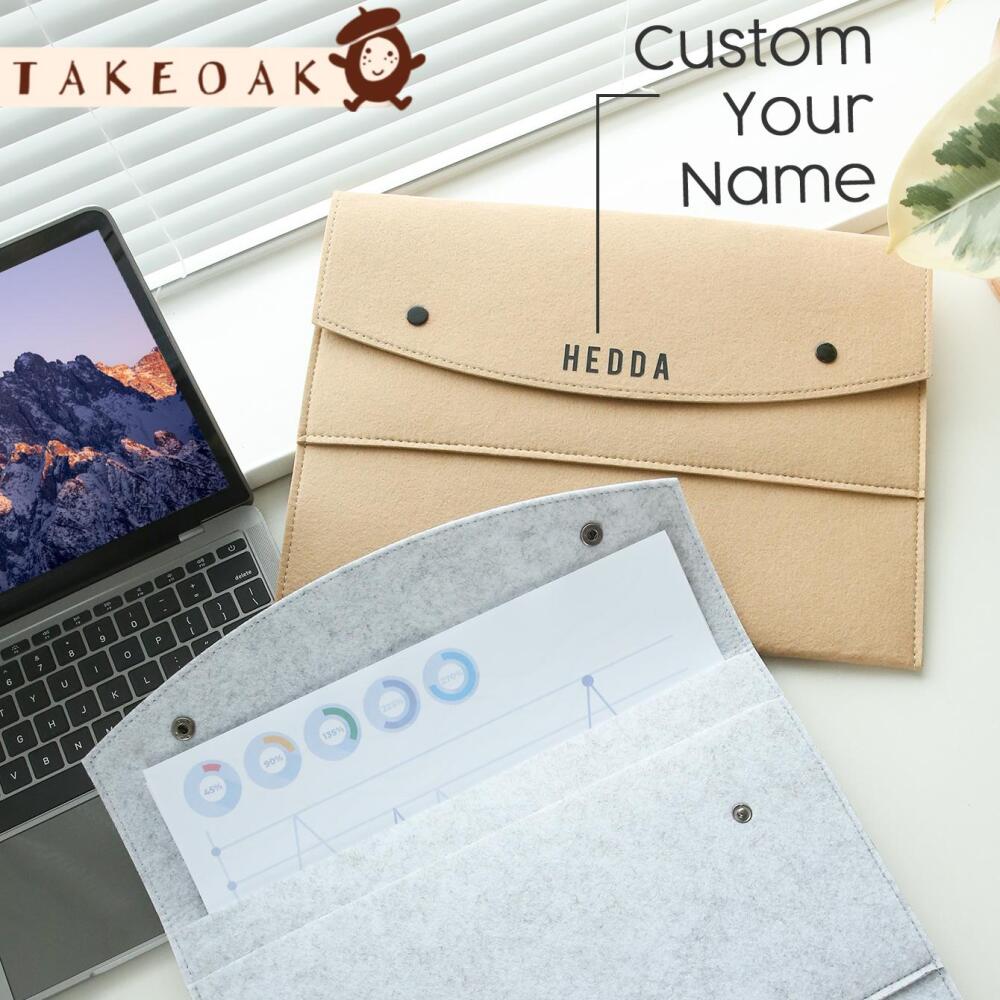 Laptop Accessories Name - Özel İsimli Keçe Doküman Klasörü Çıtçıtlı
