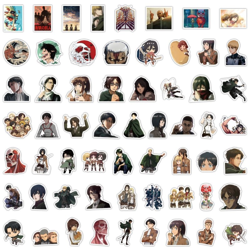 Laptop Accessories Case - 60 adet Titan Anime çıkartmaları sevimli