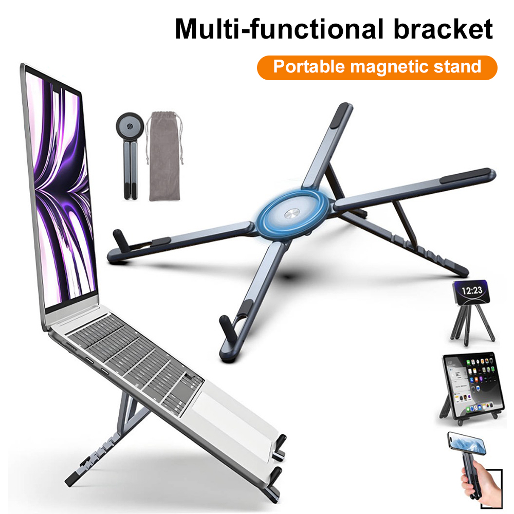 Laptop Stand Portable - Taşınabilir Manyetik Telefon Tutucu ve Selfie
